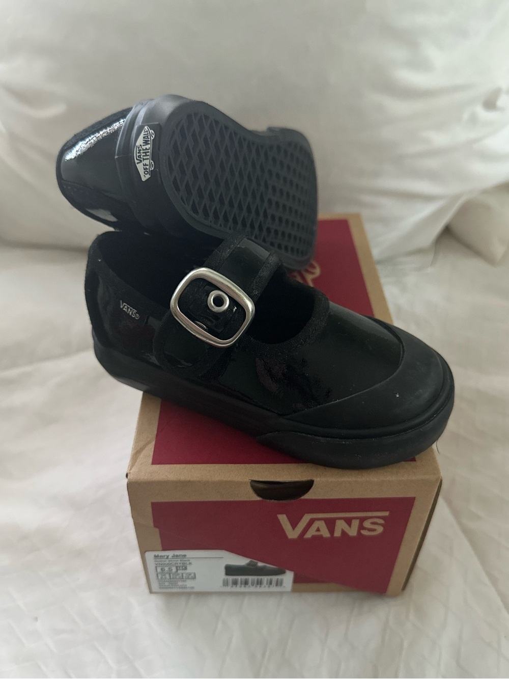 Vans Kids Black Patent Mary Jane with Buckle
